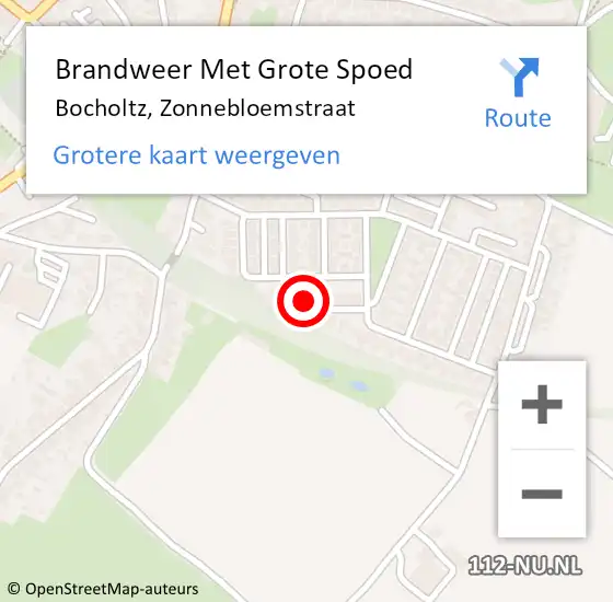 Locatie op kaart van de 112 melding: Brandweer Met Grote Spoed Naar Bocholtz, Zonnebloemstraat op 5 december 2021 14:17