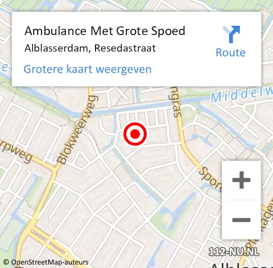 Locatie op kaart van de 112 melding: Ambulance Met Grote Spoed Naar Alblasserdam, Resedastraat op 5 december 2021 14:27