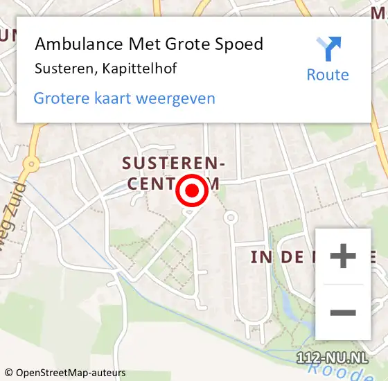 Locatie op kaart van de 112 melding: Ambulance Met Grote Spoed Naar Susteren, Kapittelhof op 1 juli 2014 12:41