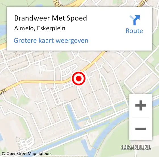 Locatie op kaart van de 112 melding: Brandweer Met Spoed Naar Almelo, Eskerplein op 5 december 2021 14:56