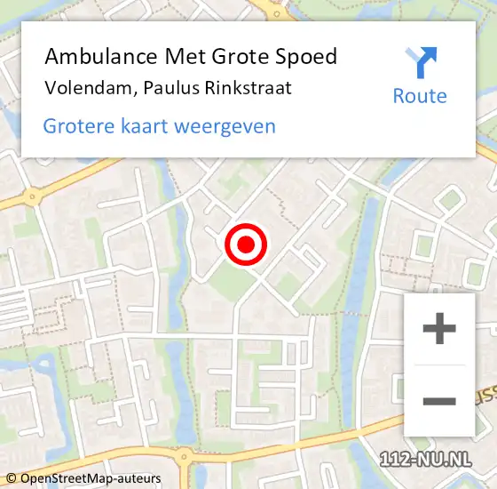 Locatie op kaart van de 112 melding: Ambulance Met Grote Spoed Naar Volendam, Paulus Rinkstraat op 5 december 2021 15:04