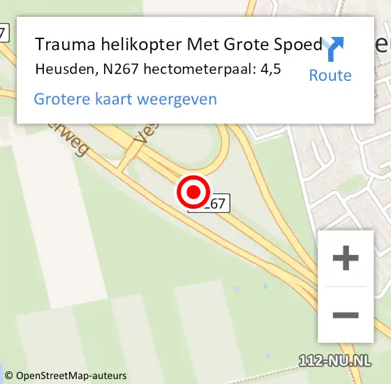 Locatie op kaart van de 112 melding: Trauma helikopter Met Grote Spoed Naar Heusden, N267 hectometerpaal: 4,5 op 5 december 2021 15:15