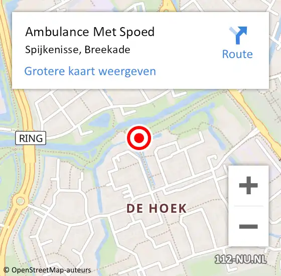 Locatie op kaart van de 112 melding: Ambulance Met Spoed Naar Spijkenisse, Breekade op 5 december 2021 15:16