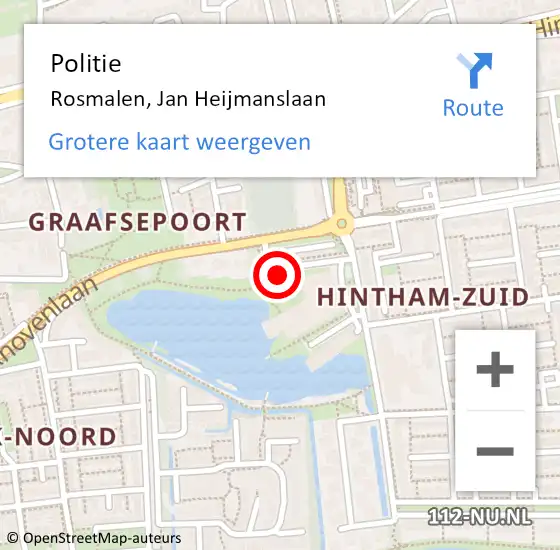 Locatie op kaart van de 112 melding: Politie Rosmalen, Jan Heijmanslaan op 5 december 2021 15:32
