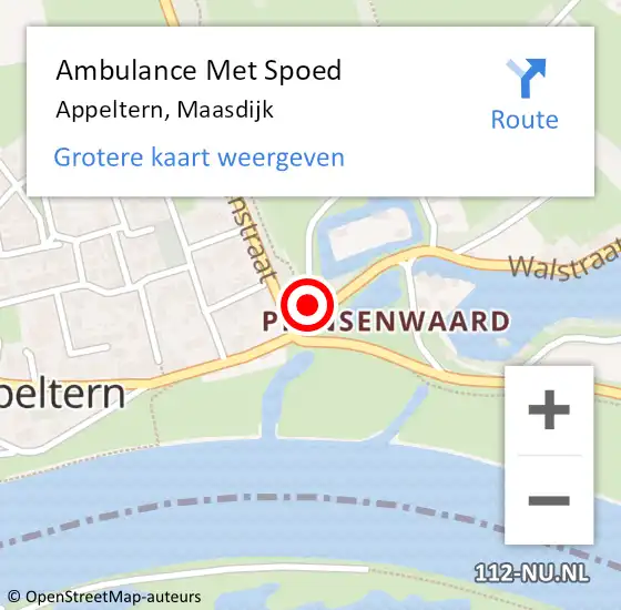 Locatie op kaart van de 112 melding: Ambulance Met Spoed Naar Appeltern, Maasdijk op 5 december 2021 15:57