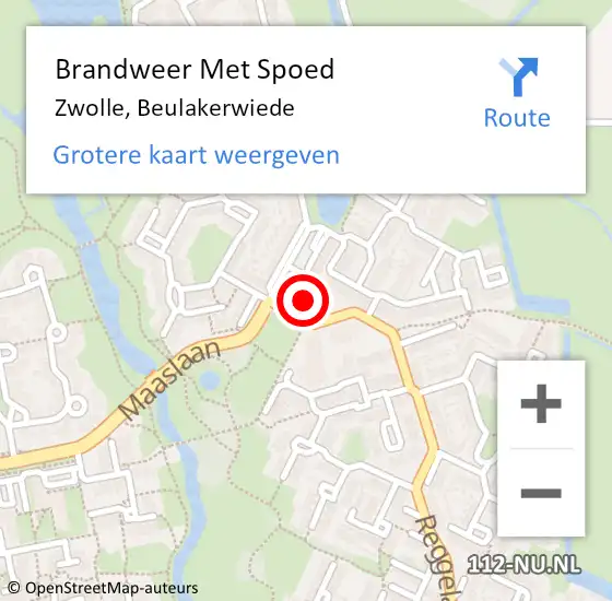 Locatie op kaart van de 112 melding: Brandweer Met Spoed Naar Zwolle, Beulakerwiede op 5 december 2021 15:59