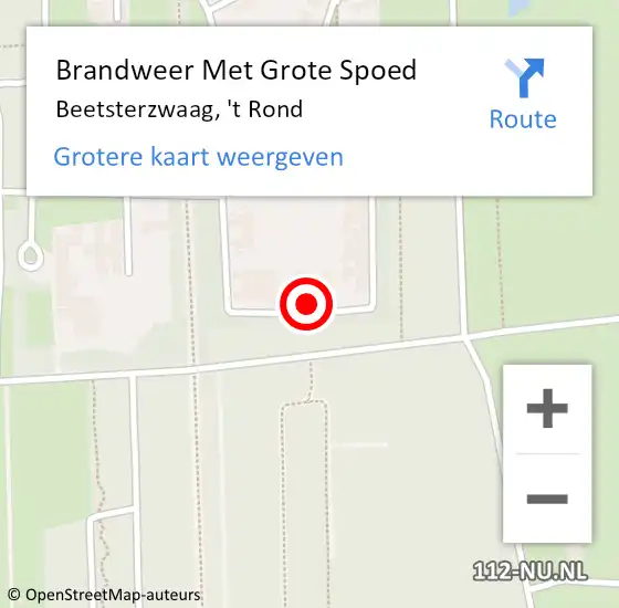 Locatie op kaart van de 112 melding: Brandweer Met Grote Spoed Naar Beetsterzwaag, 't Rond op 5 december 2021 16:00