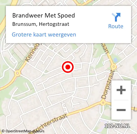 Locatie op kaart van de 112 melding: Brandweer Met Spoed Naar Brunssum, Hertogstraat op 5 december 2021 16:06