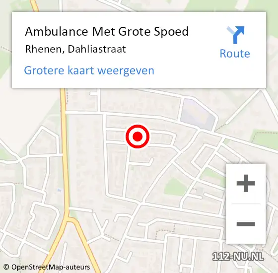 Locatie op kaart van de 112 melding: Ambulance Met Grote Spoed Naar Rhenen, Dahliastraat op 5 december 2021 16:50