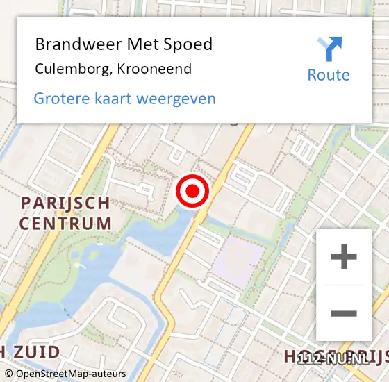 Locatie op kaart van de 112 melding: Brandweer Met Spoed Naar Culemborg, Krooneend op 5 december 2021 16:54