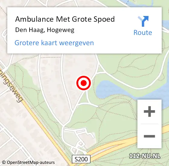 Locatie op kaart van de 112 melding: Ambulance Met Grote Spoed Naar Den Haag, Hogeweg op 5 december 2021 17:16