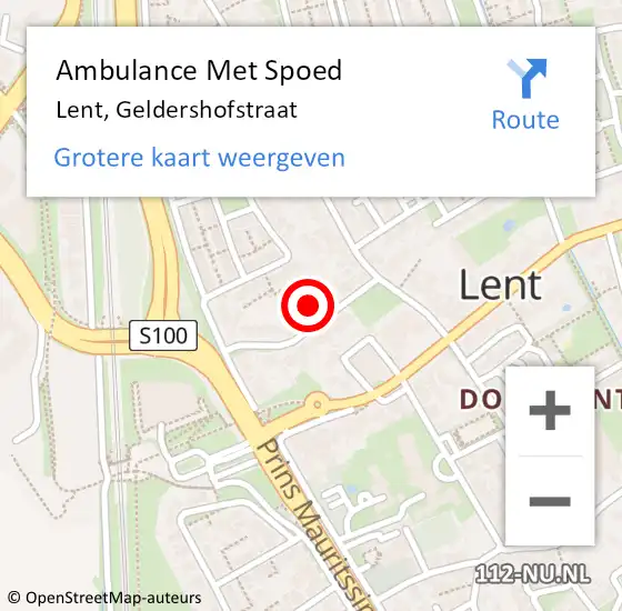 Locatie op kaart van de 112 melding: Ambulance Met Spoed Naar Lent, Geldershofstraat op 5 december 2021 17:45