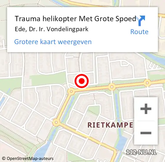 Locatie op kaart van de 112 melding: Trauma helikopter Met Grote Spoed Naar Ede, Dr. Ir. Vondelingpark op 5 december 2021 18:21