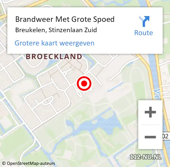 Locatie op kaart van de 112 melding: Brandweer Met Grote Spoed Naar Breukelen, Stinzenlaan Zuid op 5 december 2021 18:21