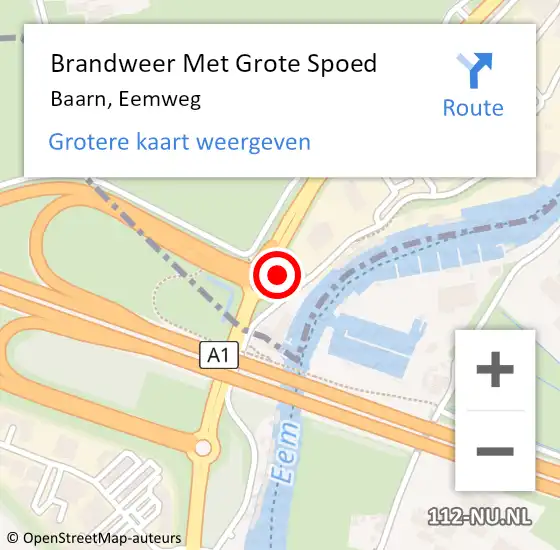 Locatie op kaart van de 112 melding: Brandweer Met Grote Spoed Naar Baarn, Eemweg op 5 december 2021 18:39