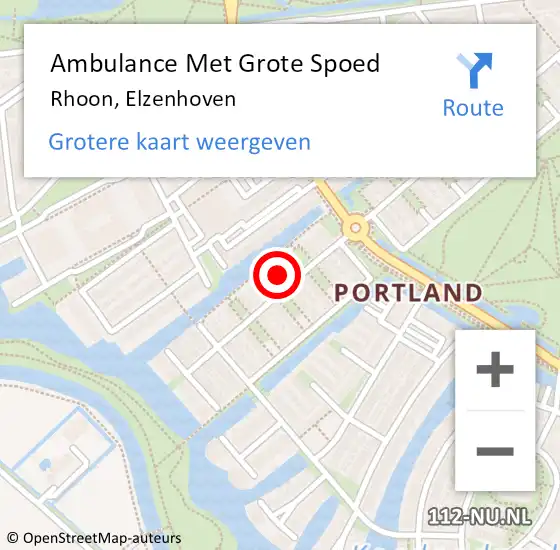 Locatie op kaart van de 112 melding: Ambulance Met Grote Spoed Naar Rhoon, Elzenhoven op 5 december 2021 18:56