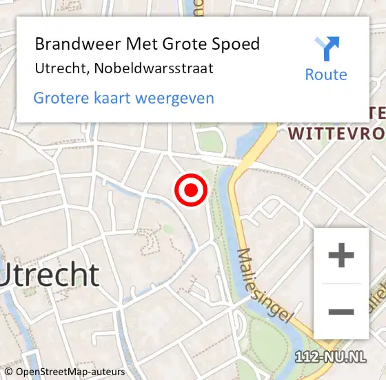 Locatie op kaart van de 112 melding: Brandweer Met Grote Spoed Naar Utrecht, Nobeldwarsstraat op 5 december 2021 19:26