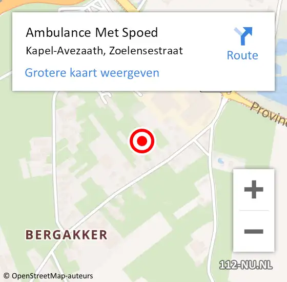 Locatie op kaart van de 112 melding: Ambulance Met Spoed Naar Kapel-Avezaath, Zoelensestraat op 5 december 2021 19:27