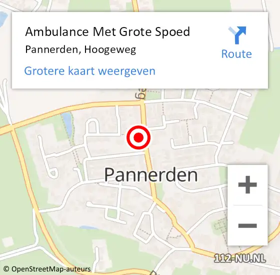Locatie op kaart van de 112 melding: Ambulance Met Grote Spoed Naar Pannerden, Hoogeweg op 5 december 2021 19:36