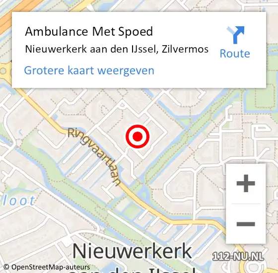 Locatie op kaart van de 112 melding: Ambulance Met Spoed Naar Nieuwerkerk aan den IJssel, Zilvermos op 5 december 2021 19:51