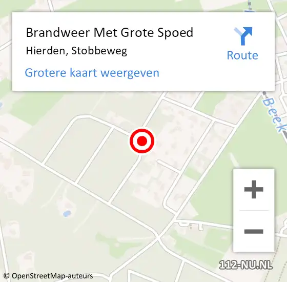 Locatie op kaart van de 112 melding: Brandweer Met Grote Spoed Naar Hierden, Stobbeweg op 5 december 2021 20:15