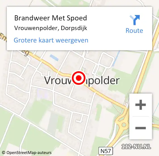 Locatie op kaart van de 112 melding: Brandweer Met Spoed Naar Vrouwenpolder, Dorpsdijk op 5 december 2021 20:16