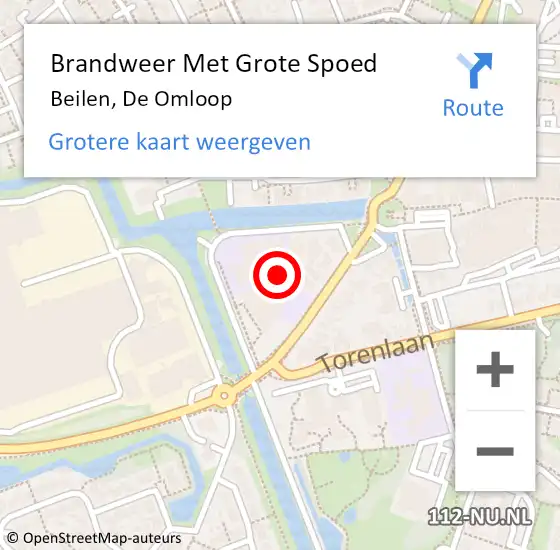 Locatie op kaart van de 112 melding: Brandweer Met Grote Spoed Naar Beilen, De Omloop op 5 december 2021 20:17