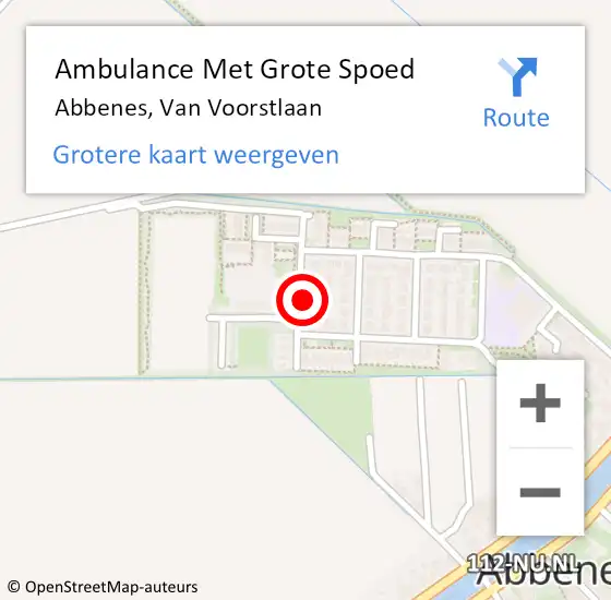 Locatie op kaart van de 112 melding: Ambulance Met Grote Spoed Naar Abbenes, Van Voorstlaan op 5 december 2021 21:09