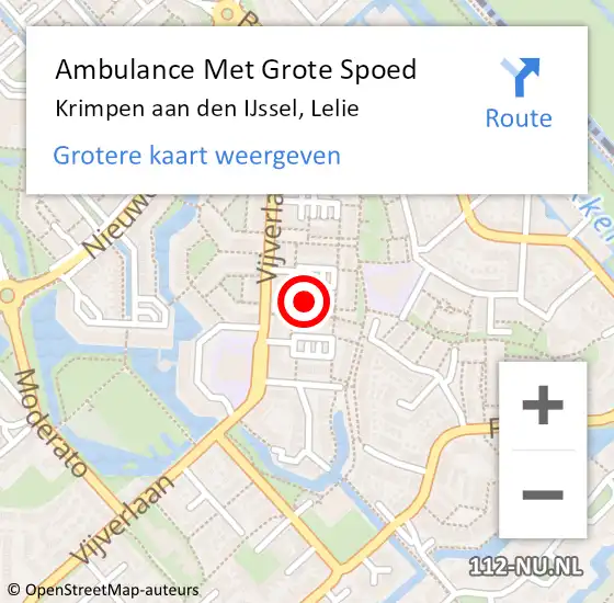 Locatie op kaart van de 112 melding: Ambulance Met Grote Spoed Naar Krimpen aan den IJssel, Lelie op 5 december 2021 23:02