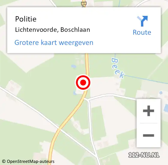 Locatie op kaart van de 112 melding: Politie Lichtenvoorde, Boschlaan op 5 december 2021 23:38