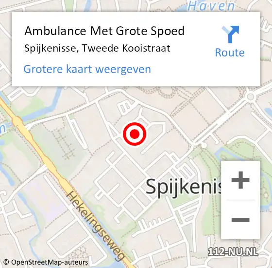 Locatie op kaart van de 112 melding: Ambulance Met Grote Spoed Naar Spijkenisse, Tweede Kooistraat op 6 december 2021 00:33