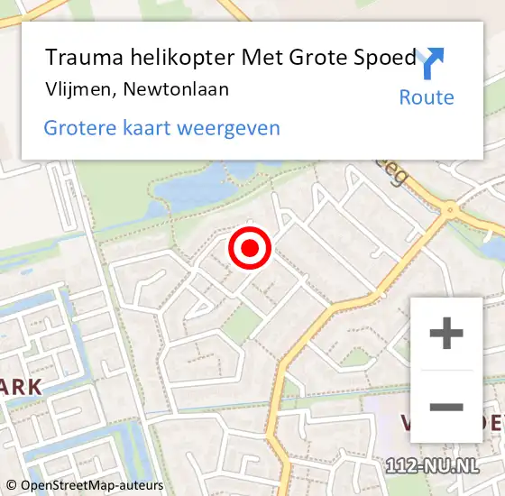 Locatie op kaart van de 112 melding: Trauma helikopter Met Grote Spoed Naar Vlijmen, Newtonlaan op 6 december 2021 01:36