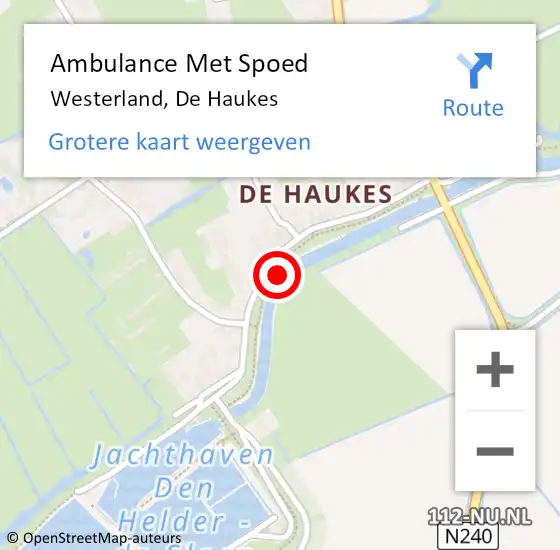 Locatie op kaart van de 112 melding: Ambulance Met Spoed Naar Westerland, De Haukes op 6 december 2021 01:49