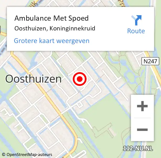 Locatie op kaart van de 112 melding: Ambulance Met Spoed Naar Oosthuizen, Koninginnekruid op 6 december 2021 02:49