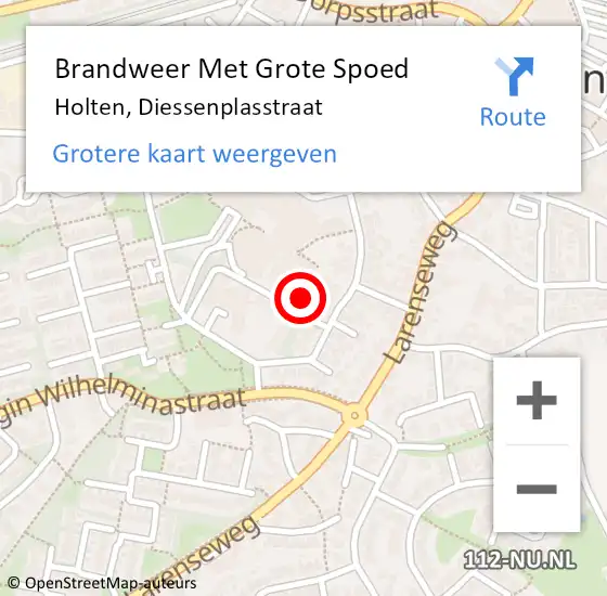 Locatie op kaart van de 112 melding: Brandweer Met Grote Spoed Naar Holten, Diessenplasstraat op 6 december 2021 03:03