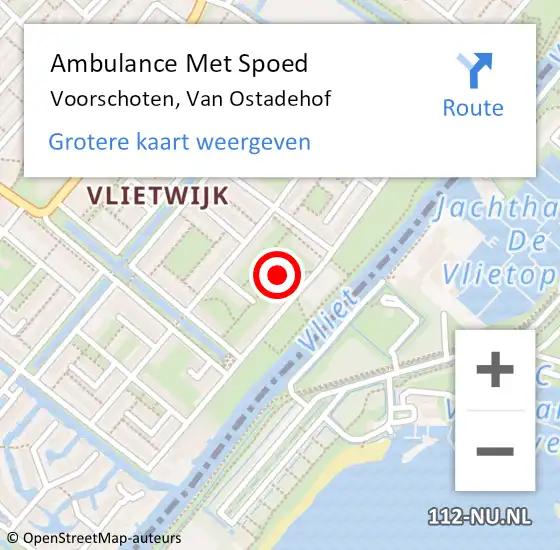 Locatie op kaart van de 112 melding: Ambulance Met Spoed Naar Voorschoten, Van Ostadehof op 6 december 2021 03:13