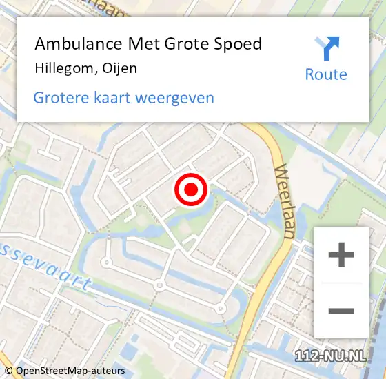Locatie op kaart van de 112 melding: Ambulance Met Grote Spoed Naar Hillegom, Oijen op 6 december 2021 03:18