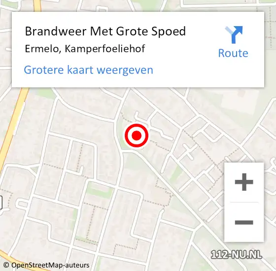 Locatie op kaart van de 112 melding: Brandweer Met Grote Spoed Naar Ermelo, Kamperfoeliehof op 6 december 2021 04:41