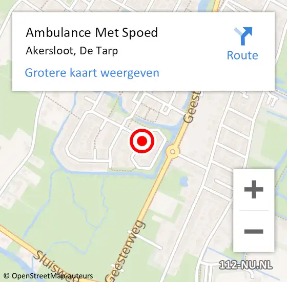 Locatie op kaart van de 112 melding: Ambulance Met Spoed Naar Akersloot, De Tarp op 6 december 2021 05:02