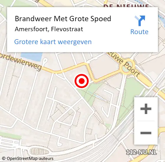 Locatie op kaart van de 112 melding: Brandweer Met Grote Spoed Naar Amersfoort, Flevostraat op 6 december 2021 05:05