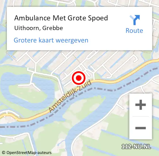 Locatie op kaart van de 112 melding: Ambulance Met Grote Spoed Naar Uithoorn, Grebbe op 6 december 2021 05:11