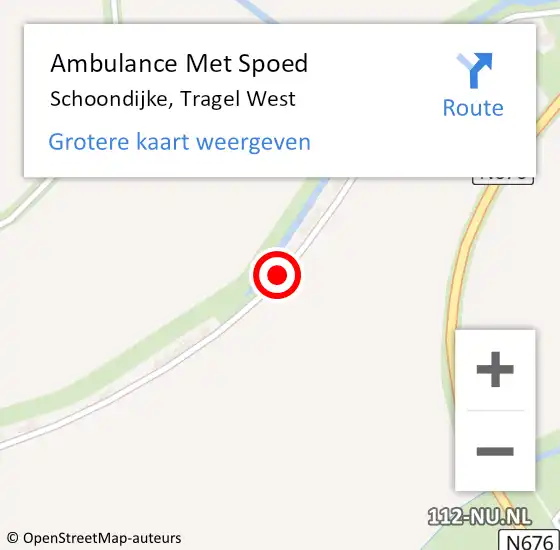 Locatie op kaart van de 112 melding: Ambulance Met Spoed Naar Schoondijke, Tragel West op 1 juli 2014 13:21