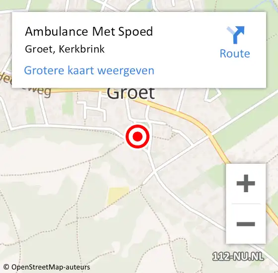 Locatie op kaart van de 112 melding: Ambulance Met Spoed Naar Groet, Kerkbrink op 6 december 2021 05:58
