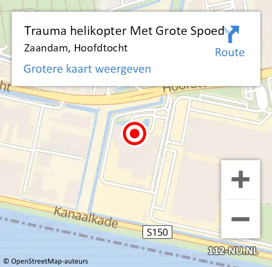 Locatie op kaart van de 112 melding: Trauma helikopter Met Grote Spoed Naar Zaandam, Hoofdtocht op 6 december 2021 06:55