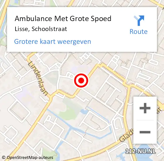 Locatie op kaart van de 112 melding: Ambulance Met Grote Spoed Naar Lisse, Schoolstraat op 6 december 2021 07:12