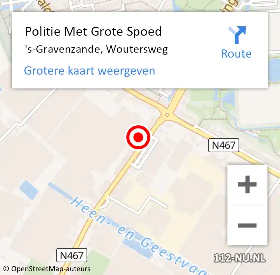 Locatie op kaart van de 112 melding: Politie Met Grote Spoed Naar 's-Gravenzande, Woutersweg op 6 december 2021 07:14