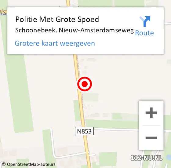 Locatie op kaart van de 112 melding: Politie Met Grote Spoed Naar Schoonebeek, Nieuw-Amsterdamseweg op 6 december 2021 07:14