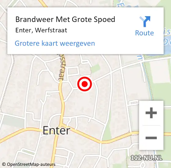 Locatie op kaart van de 112 melding: Brandweer Met Grote Spoed Naar Enter, Werfstraat op 6 december 2021 07:28