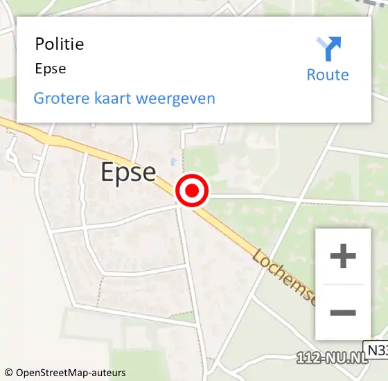 Locatie op kaart van de 112 melding: Politie Epse op 6 december 2021 07:33