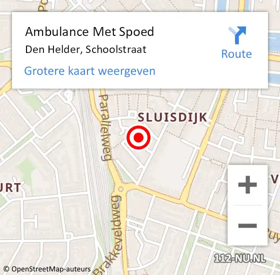 Locatie op kaart van de 112 melding: Ambulance Met Spoed Naar Den Helder, Schoolstraat op 6 december 2021 07:38